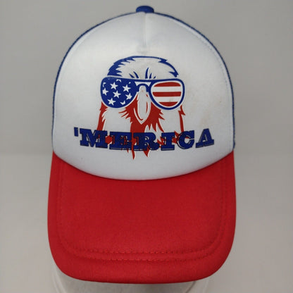 'Merica Snapback Trucker Hat Multi OSFA Mesh Back Patriotic Eagle