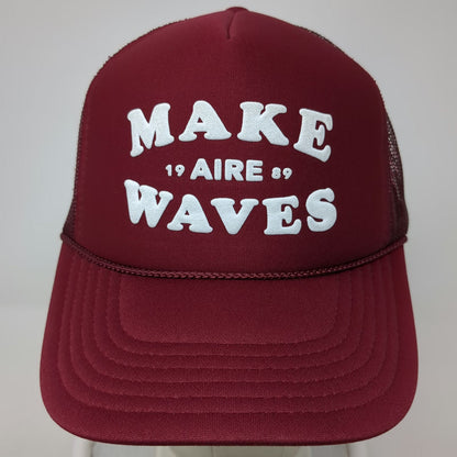 OTTO Trucker Hat Red One Size Make Aire Waves 1989 Rope Snapback Mesh Foam Front