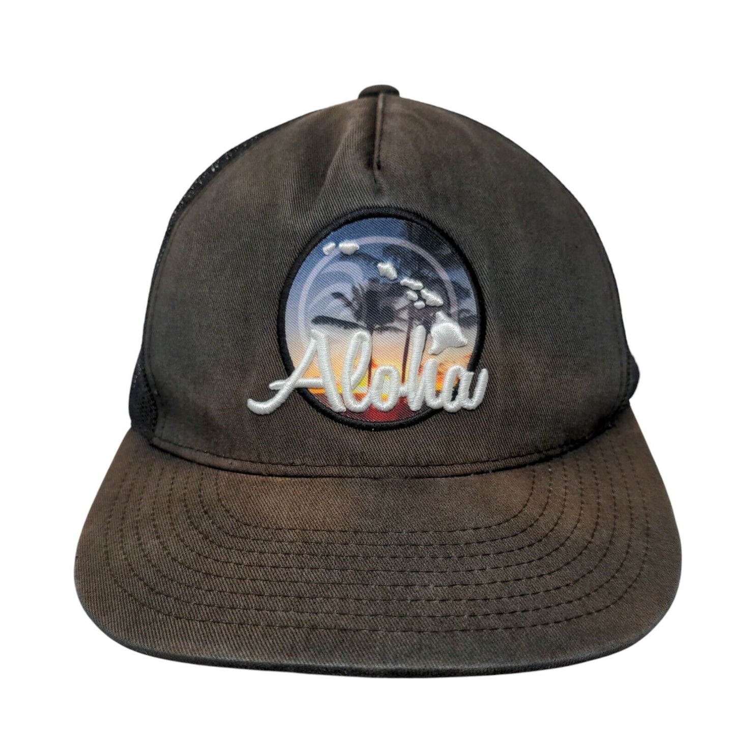 Aloha Snapback Mesh Back Trucker Hat Black One Size Adjustable Honolua