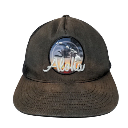 Aloha Snapback Mesh Back Trucker Hat Black One Size Adjustable Honolua