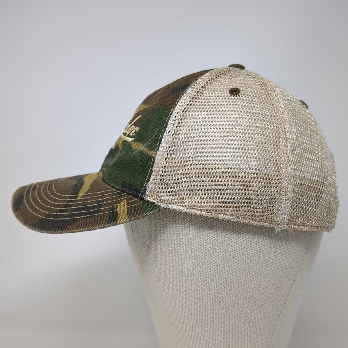 Legacy Trucker Hat Green Beige One Size Camo Shore Lodge McCall Idaho Snapback