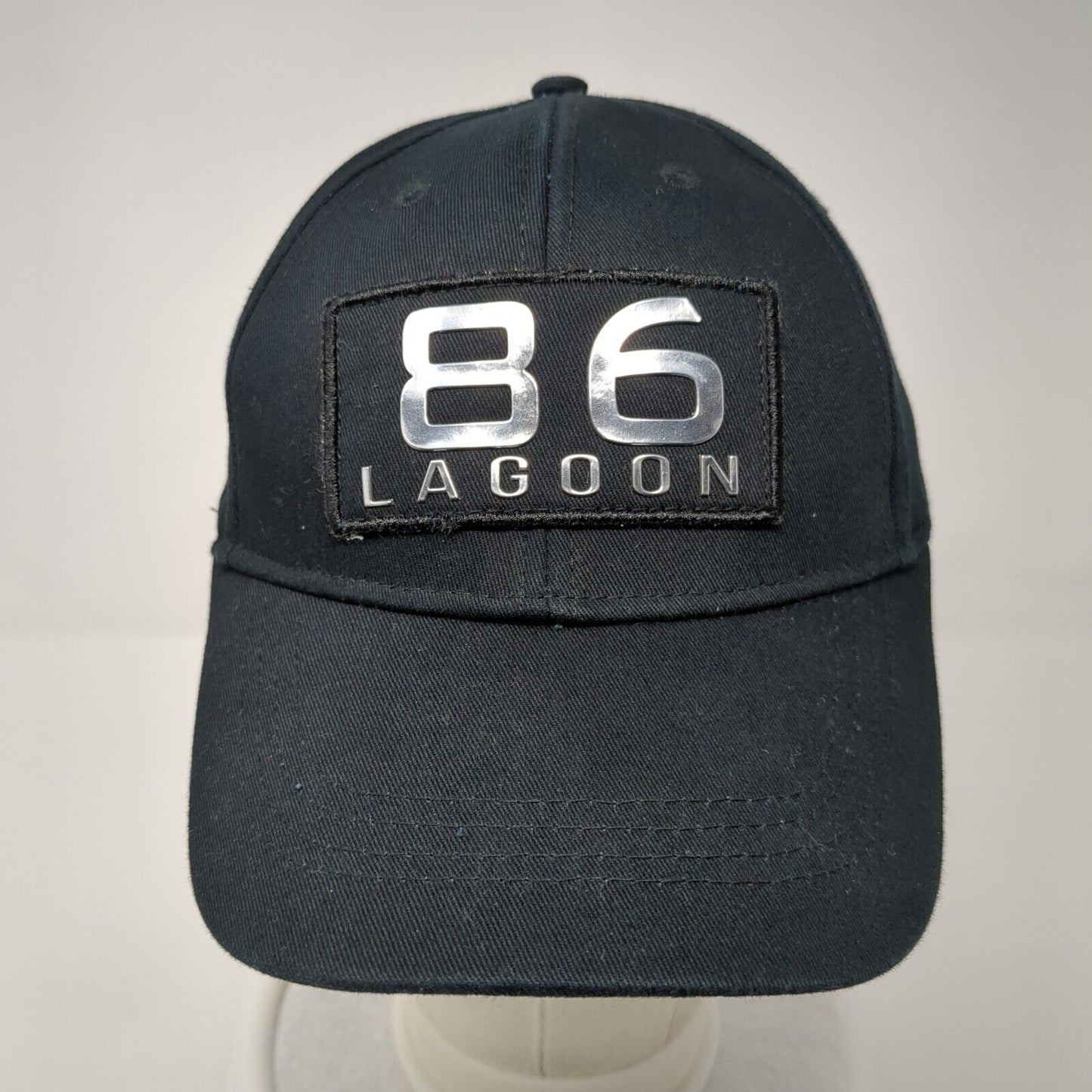 86 Lagoon Strapback Hat Black One Size Adjustable Solid Lucky 7 USA