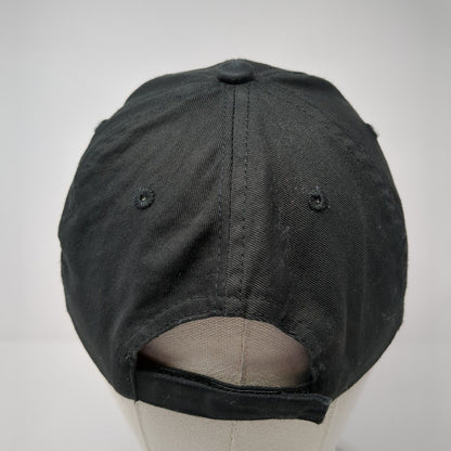 ECCO Strapback Hat Black One Size Adjustable Embroidered Vented Holes 6 Panel
