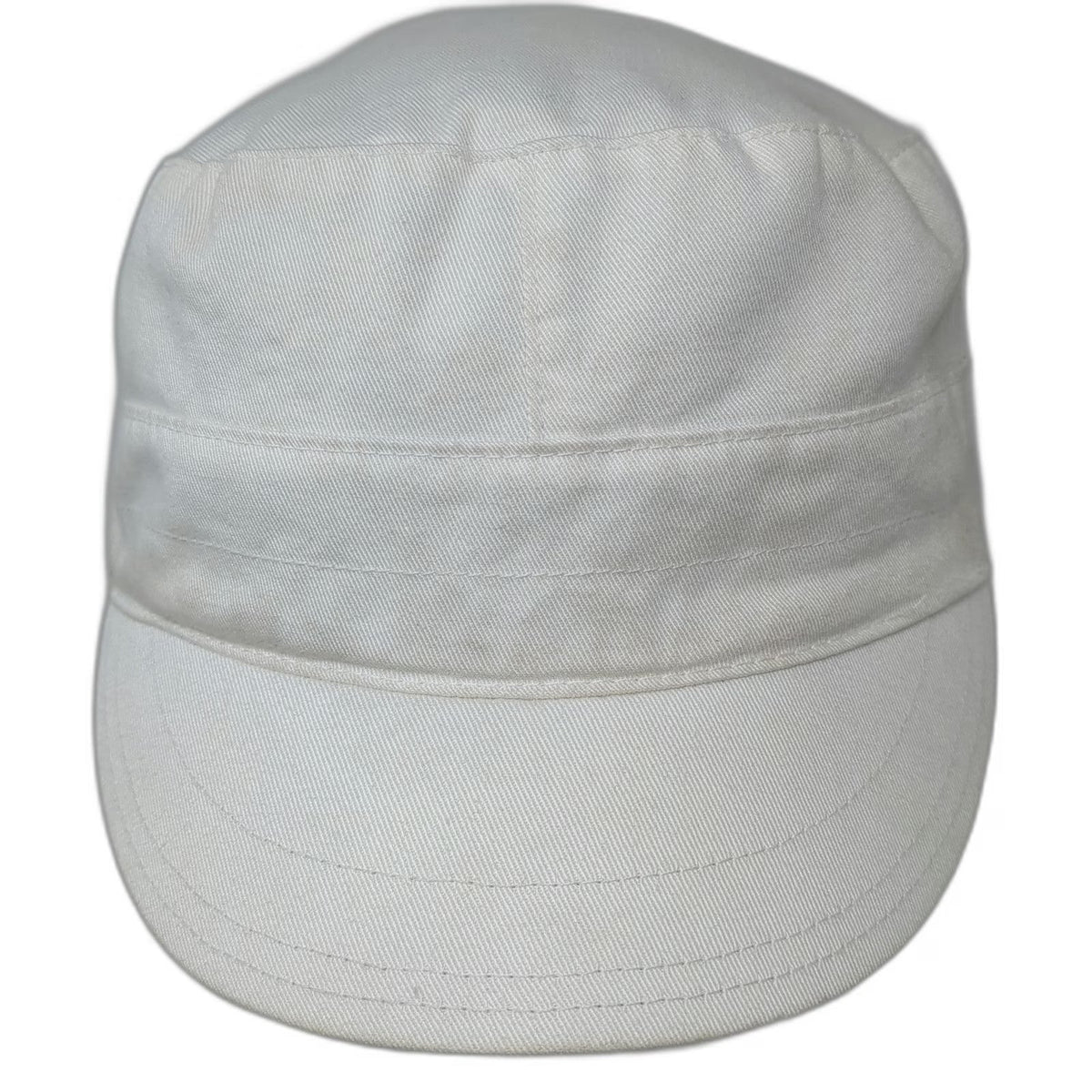 White Army Cap One Size Elastic Back Cotton Cadet Hat Plain Solid Flat Top