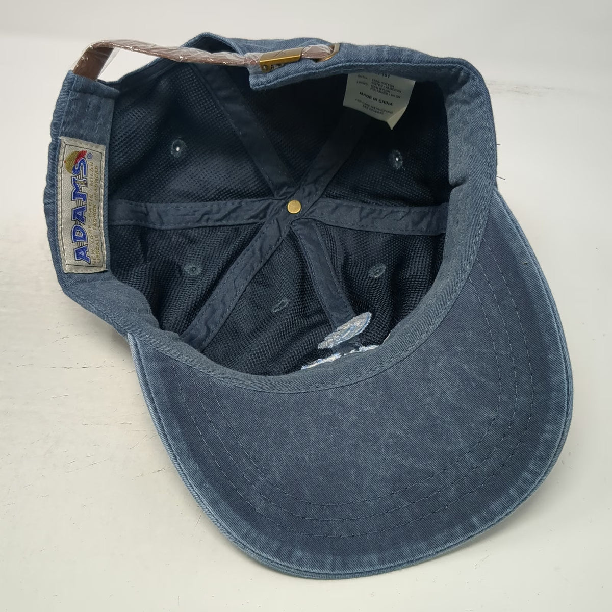 Adams Blue Baseball Cap One Size Leather Strapback Embroidered Flow EQ Logo Hat