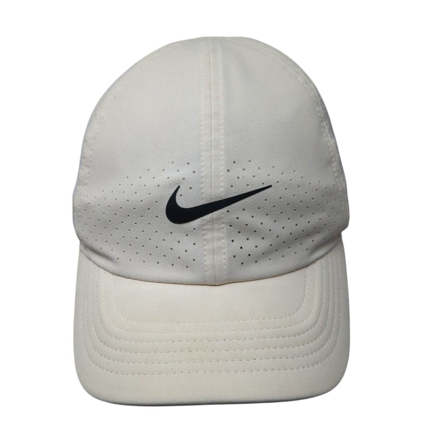 Nike Swoosh Strapback Hat White Cream One Size Laser Cut Heritage86