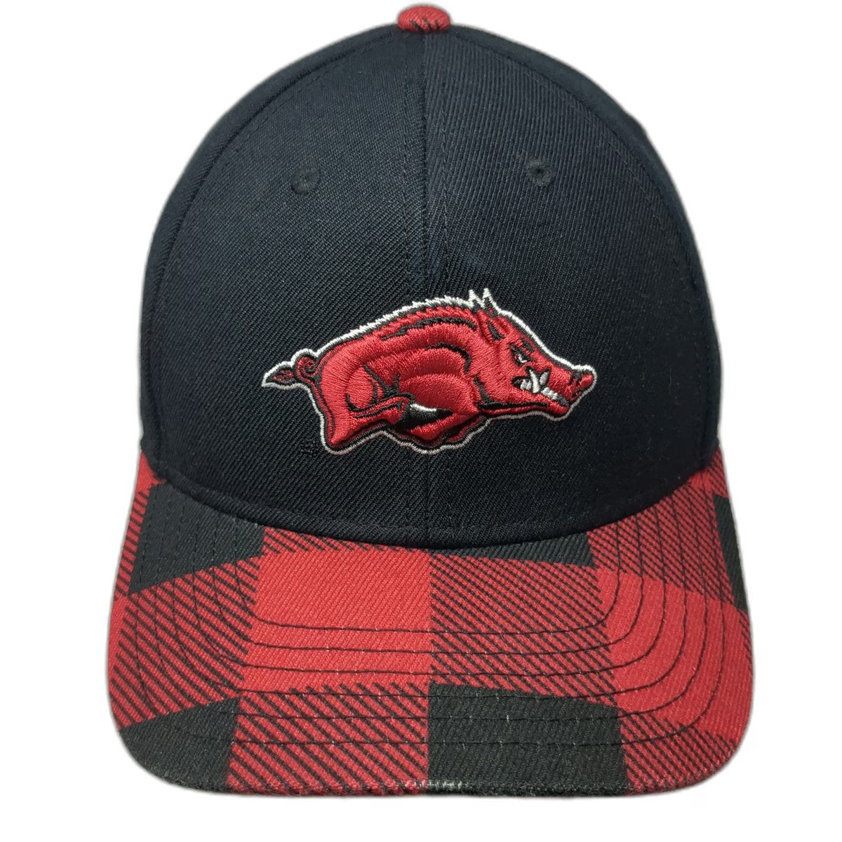 Arkansas Razorbacks NCAA Top of the World Snapback Hat Black Red One Size Plaid
