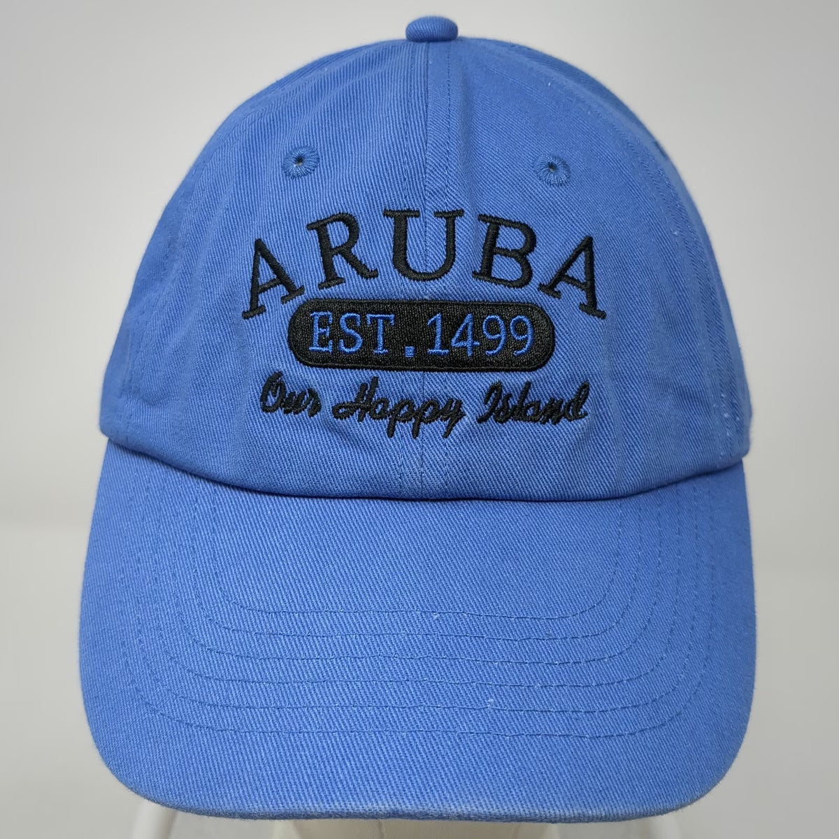 Blue Aruba Our Happy Island Est 1499 Embroidered One Size Baseball Cap Hat