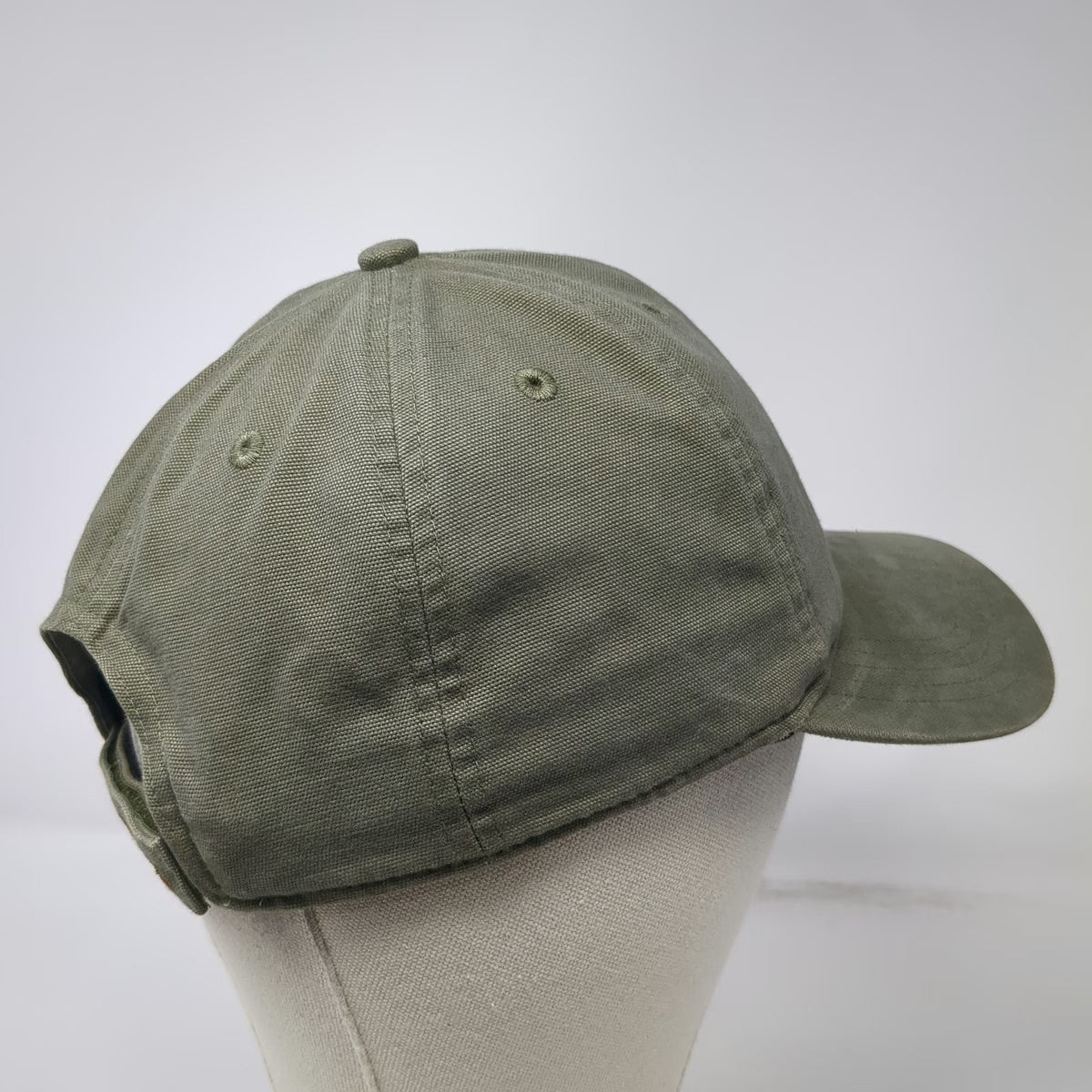 Carhartt Baseball Cap Green One Size Canvas Leather Patch Adjustable Strap Hat