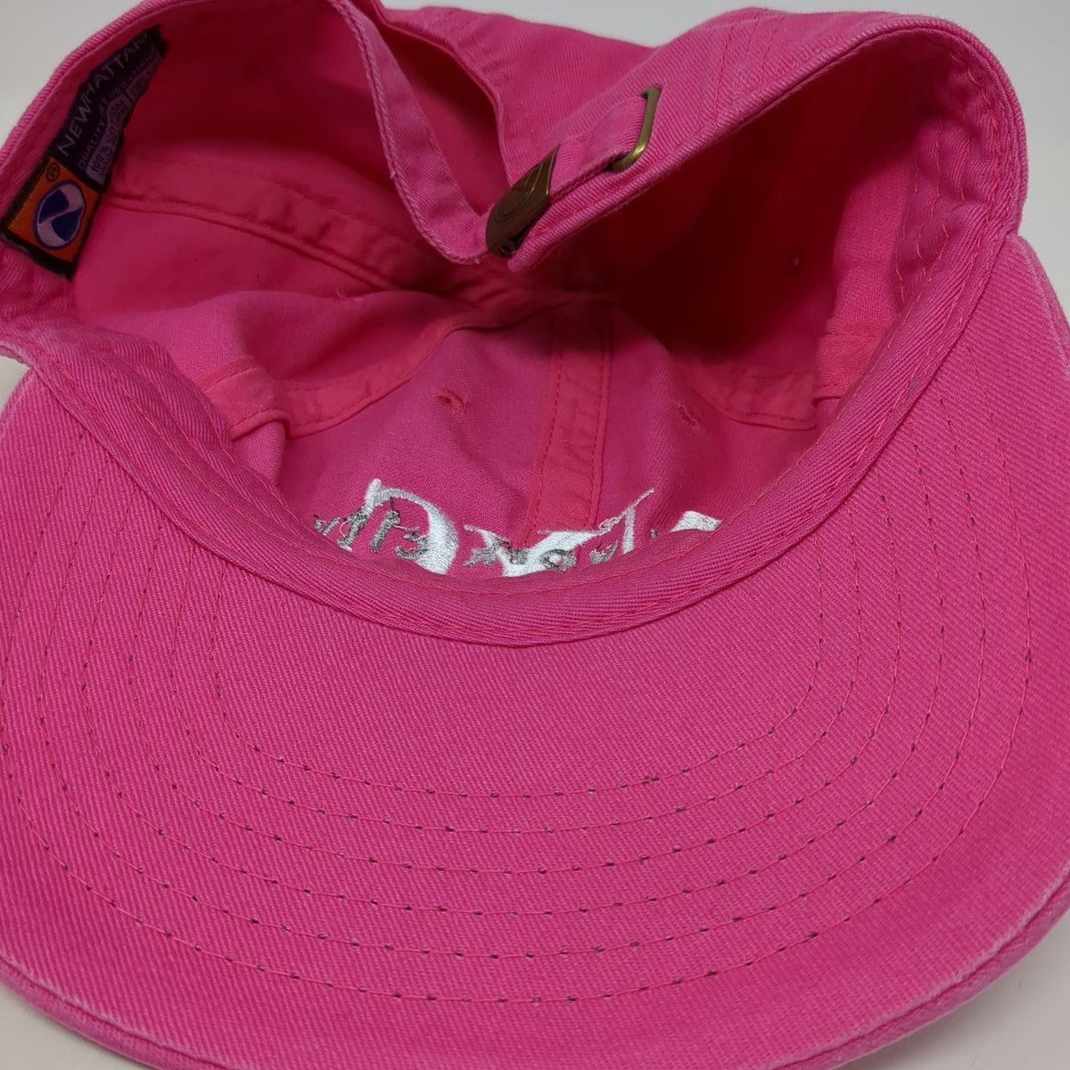 Newhattan Baseball Cap Pink One Size NYC Embroidery Slideback 100% Cotton Hat