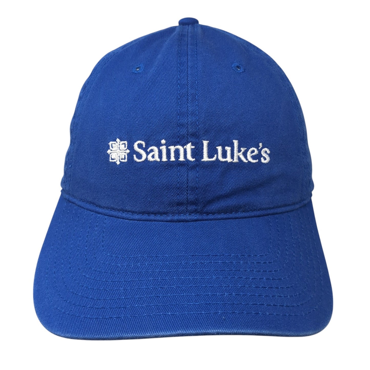 Saint Luke's Slideback Hat Blue One Size Adjustable Embroidered Outdoor