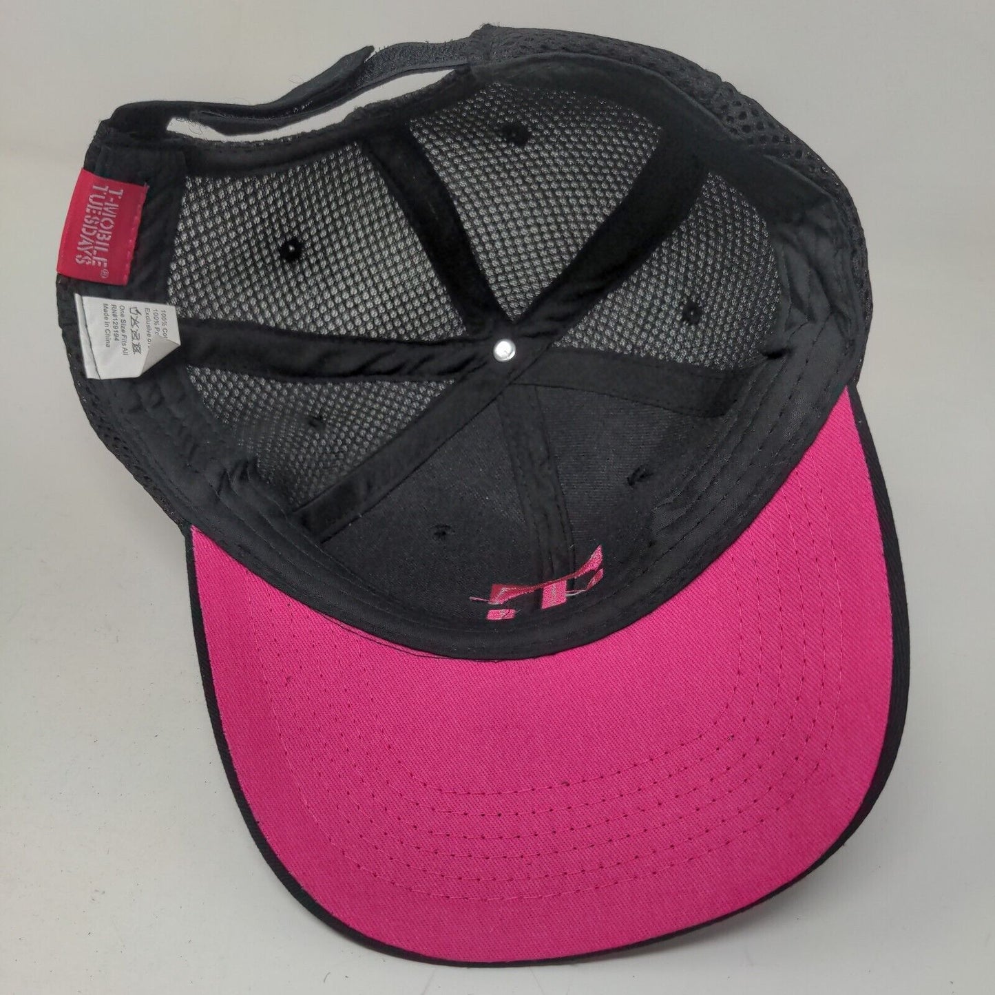 T Mobile Tuesdays Women's Mesh Back Strapback Hat Black Pink OSFA