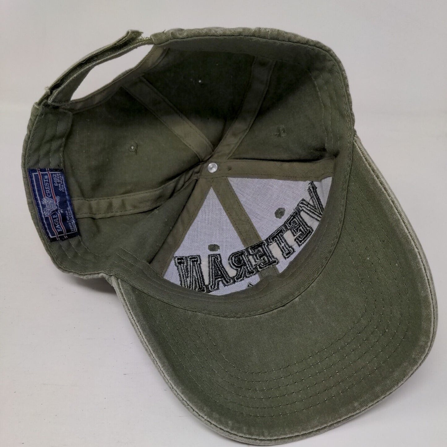 Veteran Strapback Hat Green OSFM Adjustable Embroidered 6 Panel Eagle Crest