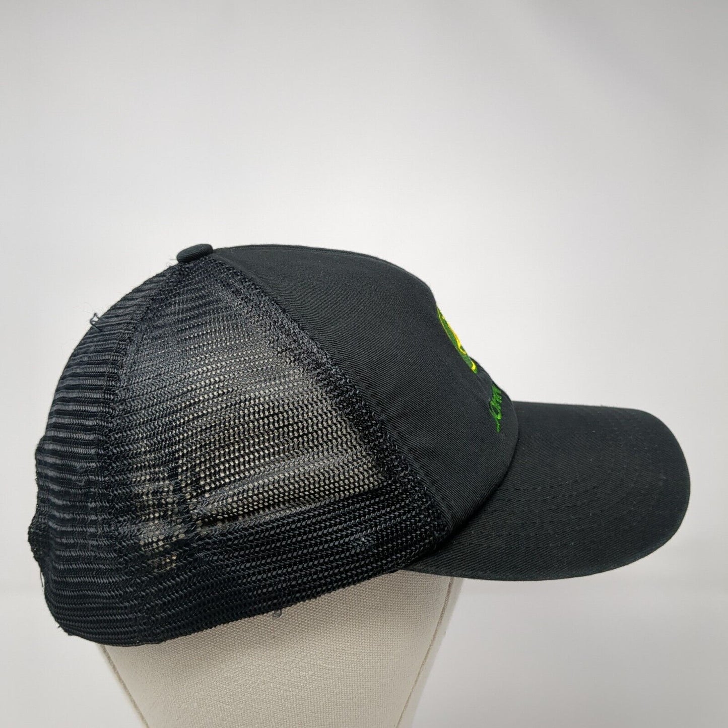 John Deere Snapback Trucker Hat Black One Size Adjustable Embroidered Mesh Back
