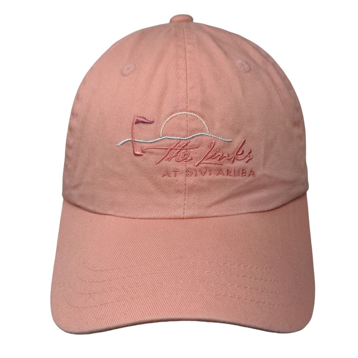 The Links at Divi Aruba Strapback Hat Pink OS Adjustable Embroidered Imperial
