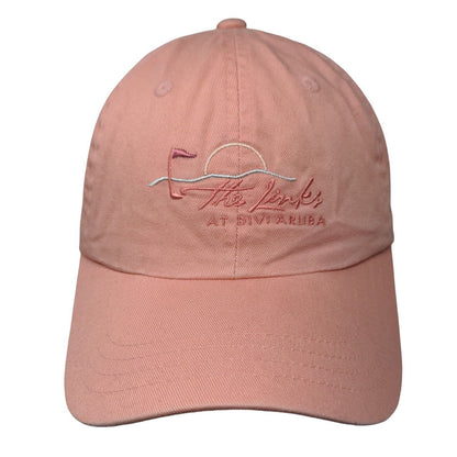The Links at Divi Aruba Strapback Hat Pink OS Adjustable Embroidered Imperial