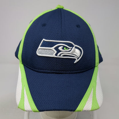 Seattle Seahawks NFL New Era Blue L 39THIRTY Stretch Fit Green White Logo Hat