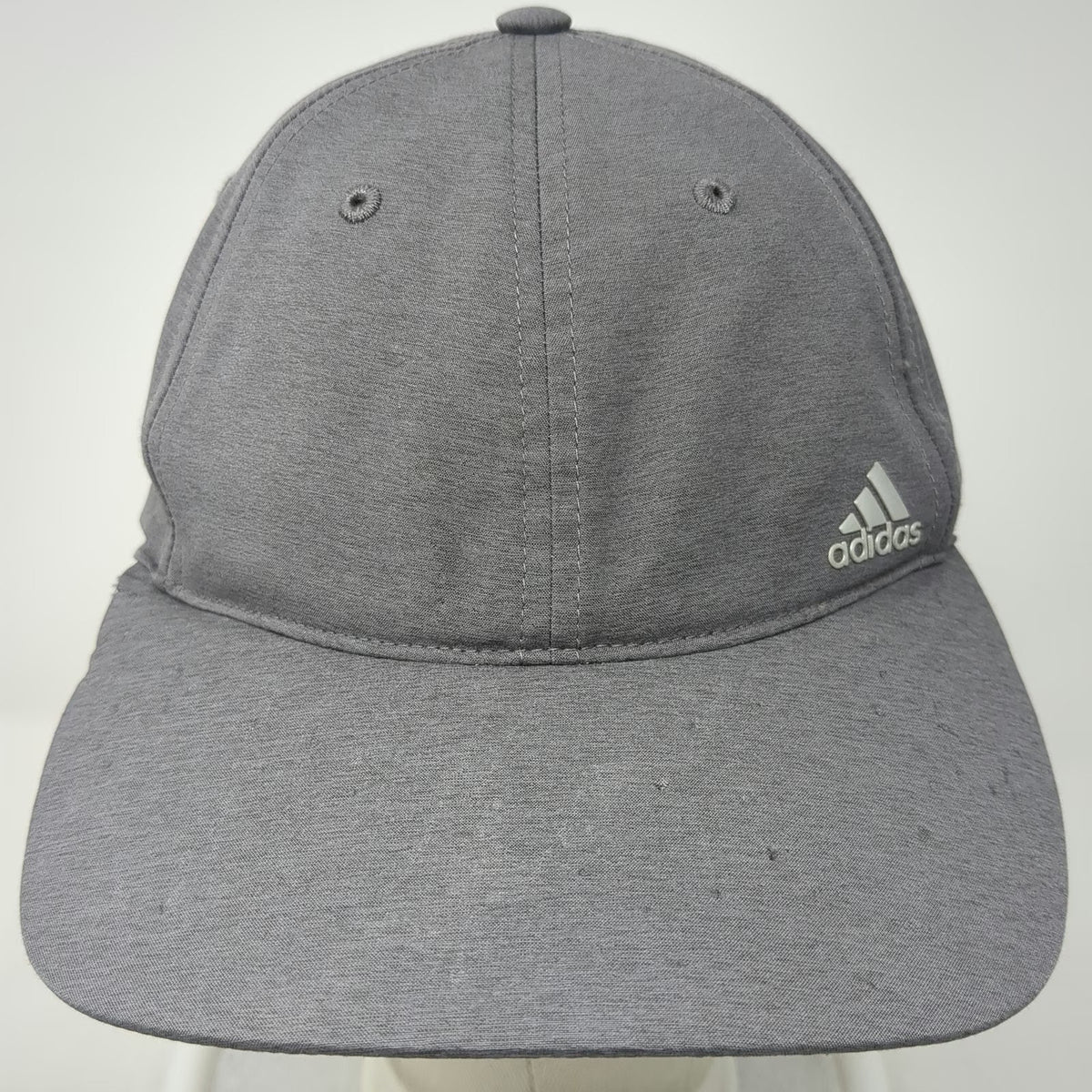 Adidas Baseball Cap Gray One Size Silver Logo Polyester Slideback Golf Sport Hat