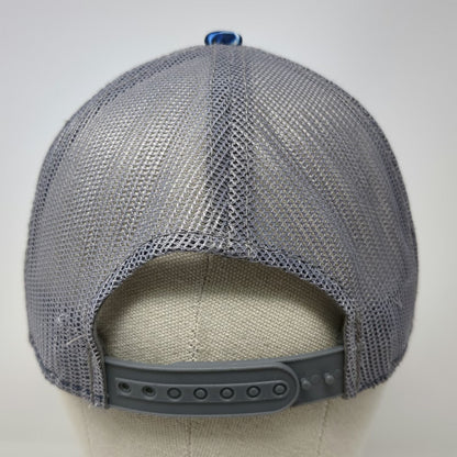 Plano Trucker Hat Blue Gray One Size Mesh Back Water Pattern Fishing Snapback