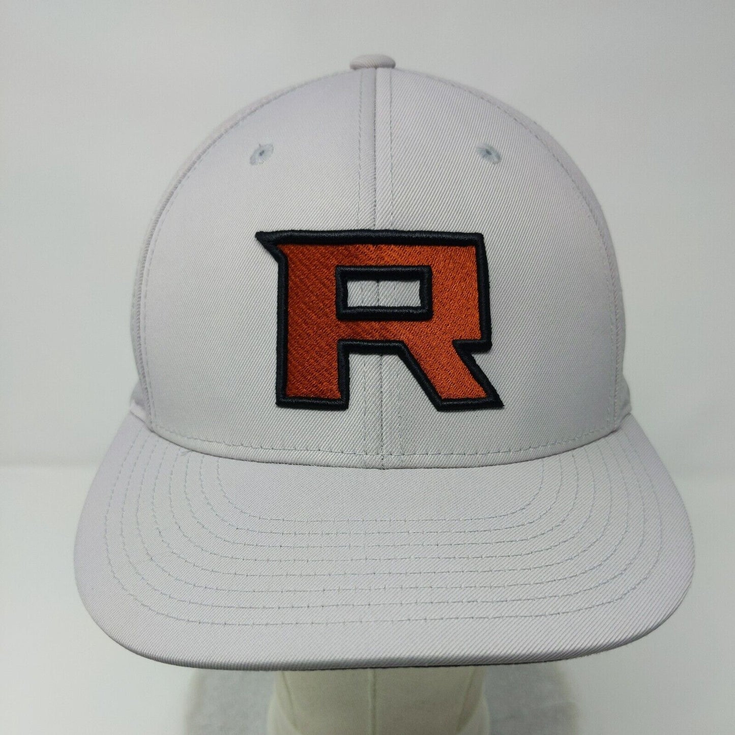 Letter R Fitted Hat Gray S/M Flexfit Breathable Elite Series Pacific Headwear