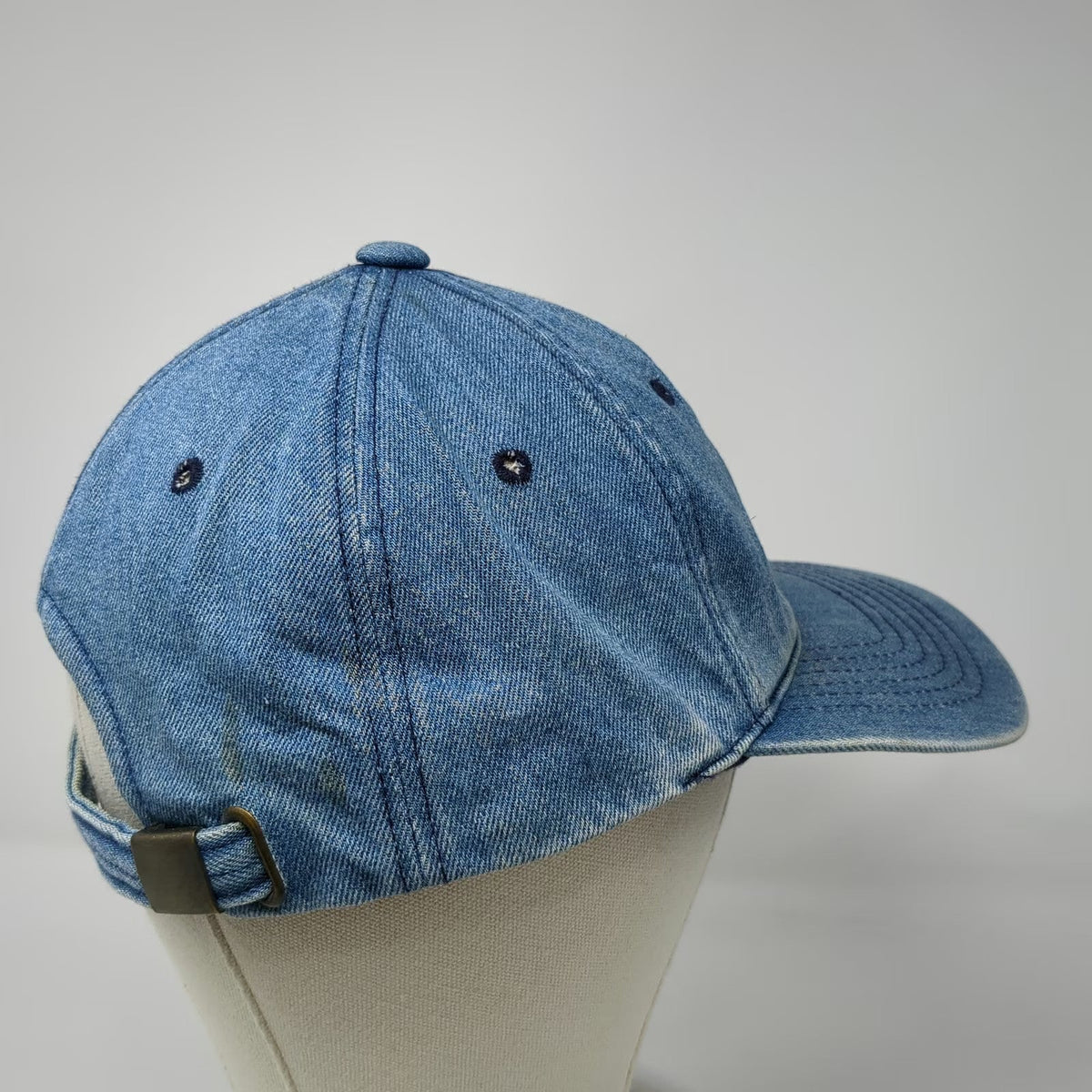 Green Field Baseball Cap Blue One Size Denim NY Logo Slideback Cotton Korea Hat