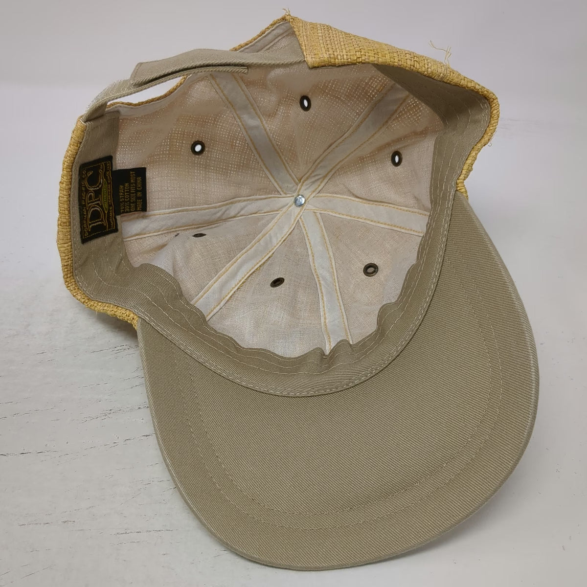 Dorfman Pacific Co Baseball Cap Yellow One Size Straw Textured Strapback Hat