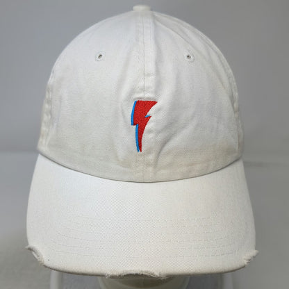 Bowie Baseball Cap White One Size Distressed Brim Embroidered Lightning Bolt Hat