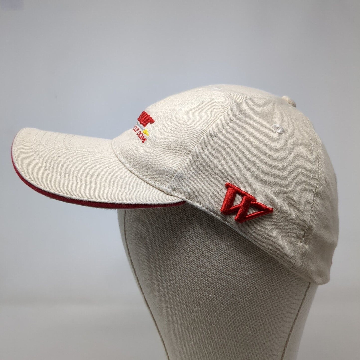 Warrior Custom Golf.Com Fitted Hat Tan One Size Embroidered Vented Holes 6 Panel