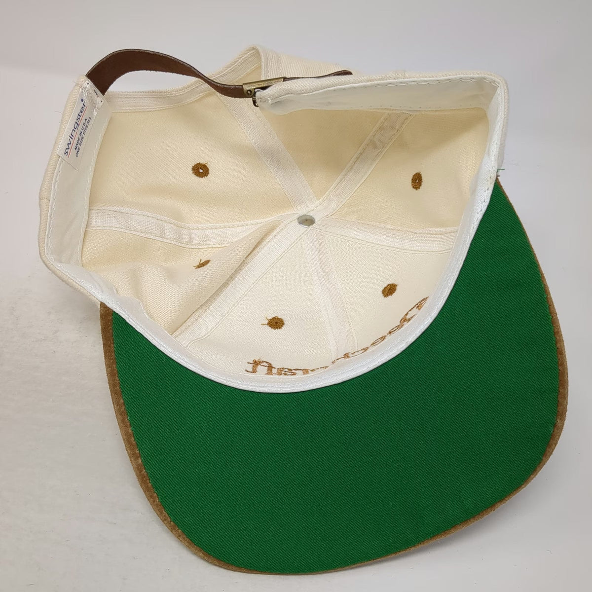 Swingster Baseball Cap Beige OSFM Beechcraft Suede Brim Leather Strapback Hat