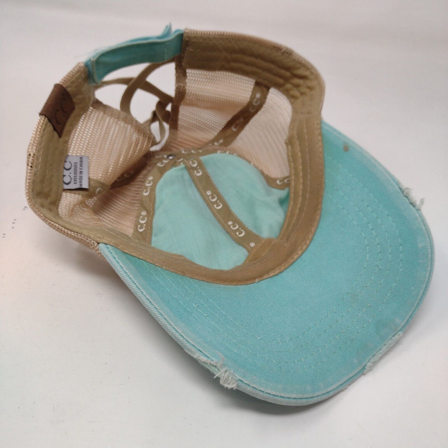 C.C Exclusives Strapback Mesh Back Trucker Hat Multi One Size Ponytail