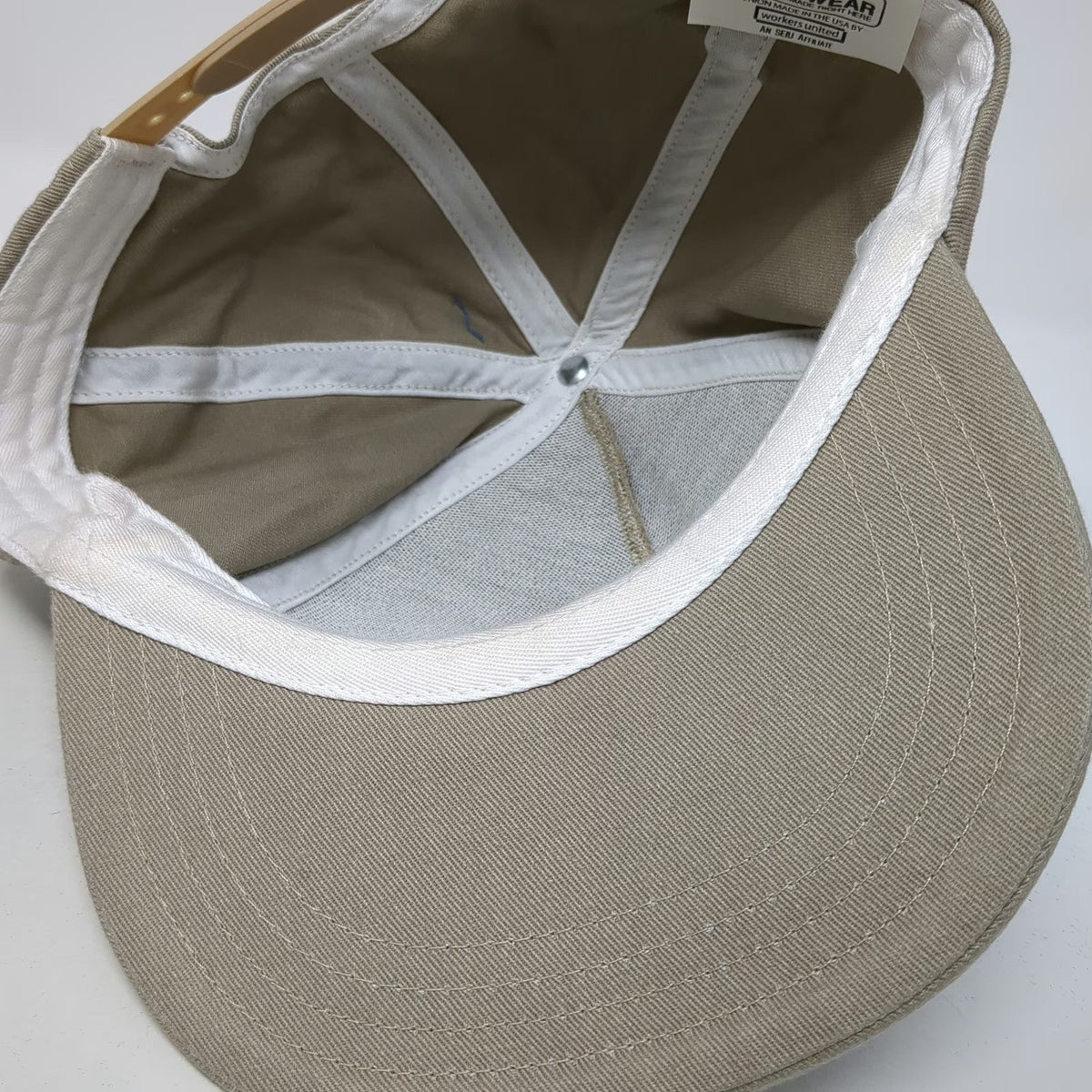 Unionwear 5 Panel Beige One Size Snapback Made in USA Holiday Retirement Hat
