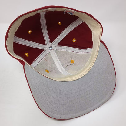 New Era Pro Model MV Fitted Hat Cap Red Yellow Size 7 1/8 Made in USA 6 Panel