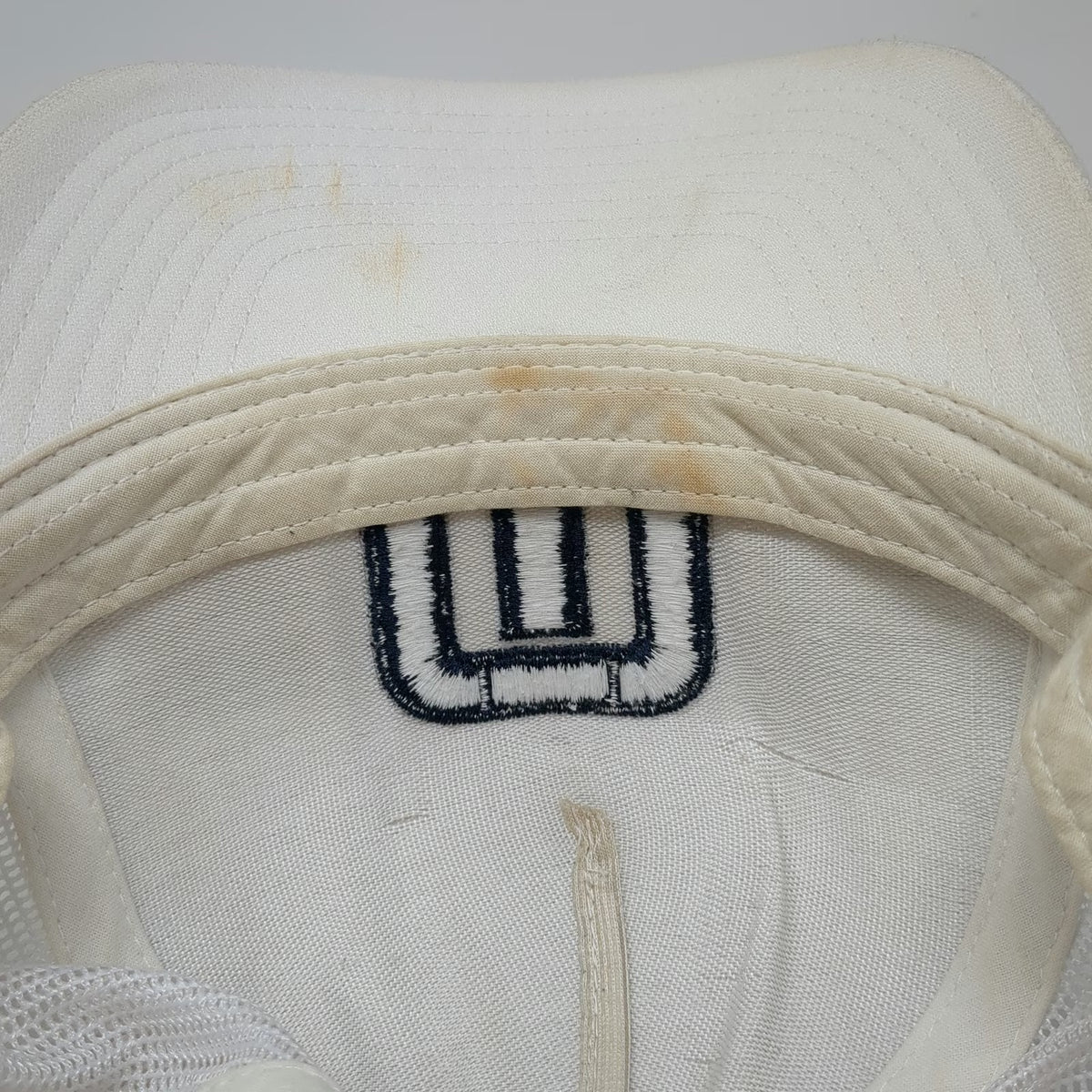 TravisMathew Trucker Hat White Blue Gray One Size Mesh Back Striped Structured