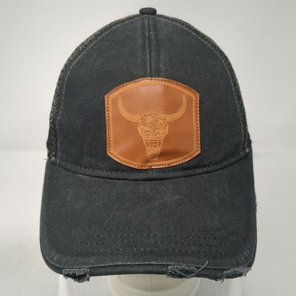 Shyanne Trucker Hat Black One Size Western Bull Skull Leather Patch Mesh Back