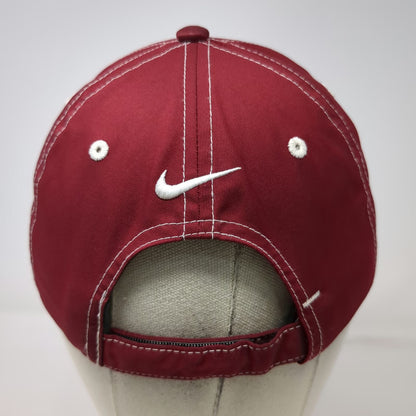 Nike Golf Baseball Cap Red One Size Embroidered Swoosh Contrast Stitch Hat Strap