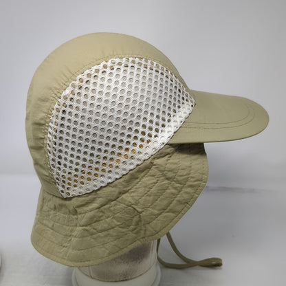 Orvis Baseball Cap Beige Mesh Sun Cape Neck Flap Hat Green Underbrim Vintage