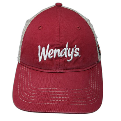 Wendy's Trucker Hat Red One Size Dave Thomas Foundation Patch Mesh Snapback
