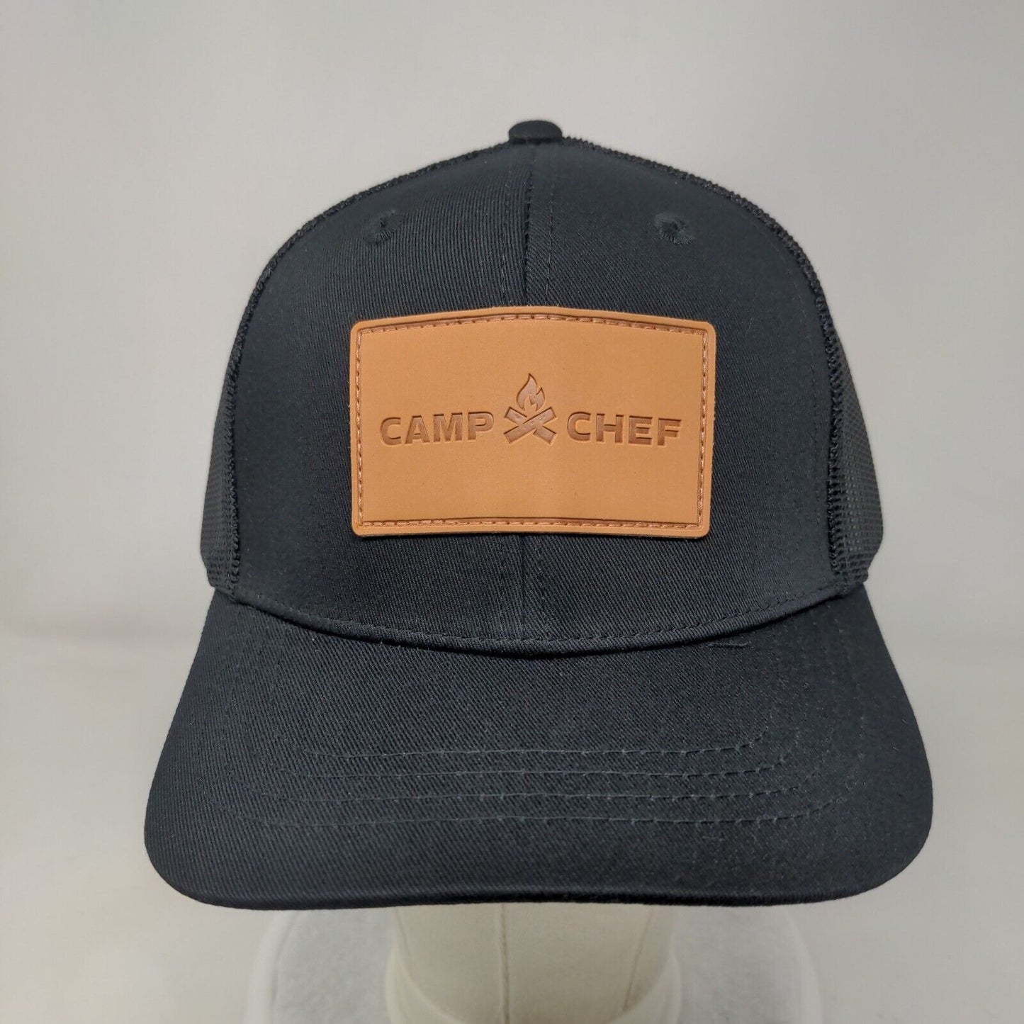 Camp Chef Snapback Trucker Hat Black OSFA Adjustable Mesh Back 6 Panel Cotton