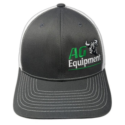 Richardson Trucker Hat Gray One Size Mesh Back Snapback AG Equipment Bull Logo