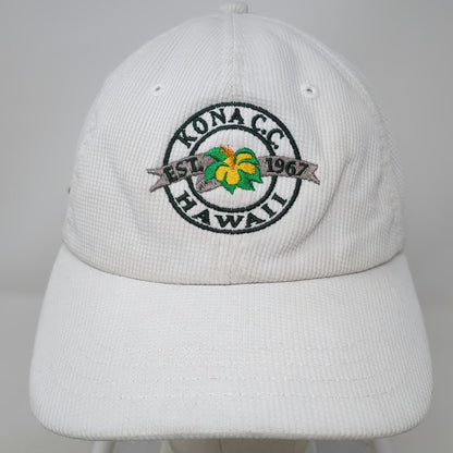 Imperial Baseball Cap White One Size Hawaii Kona C.C. Hibiscus Flower Golf Hat