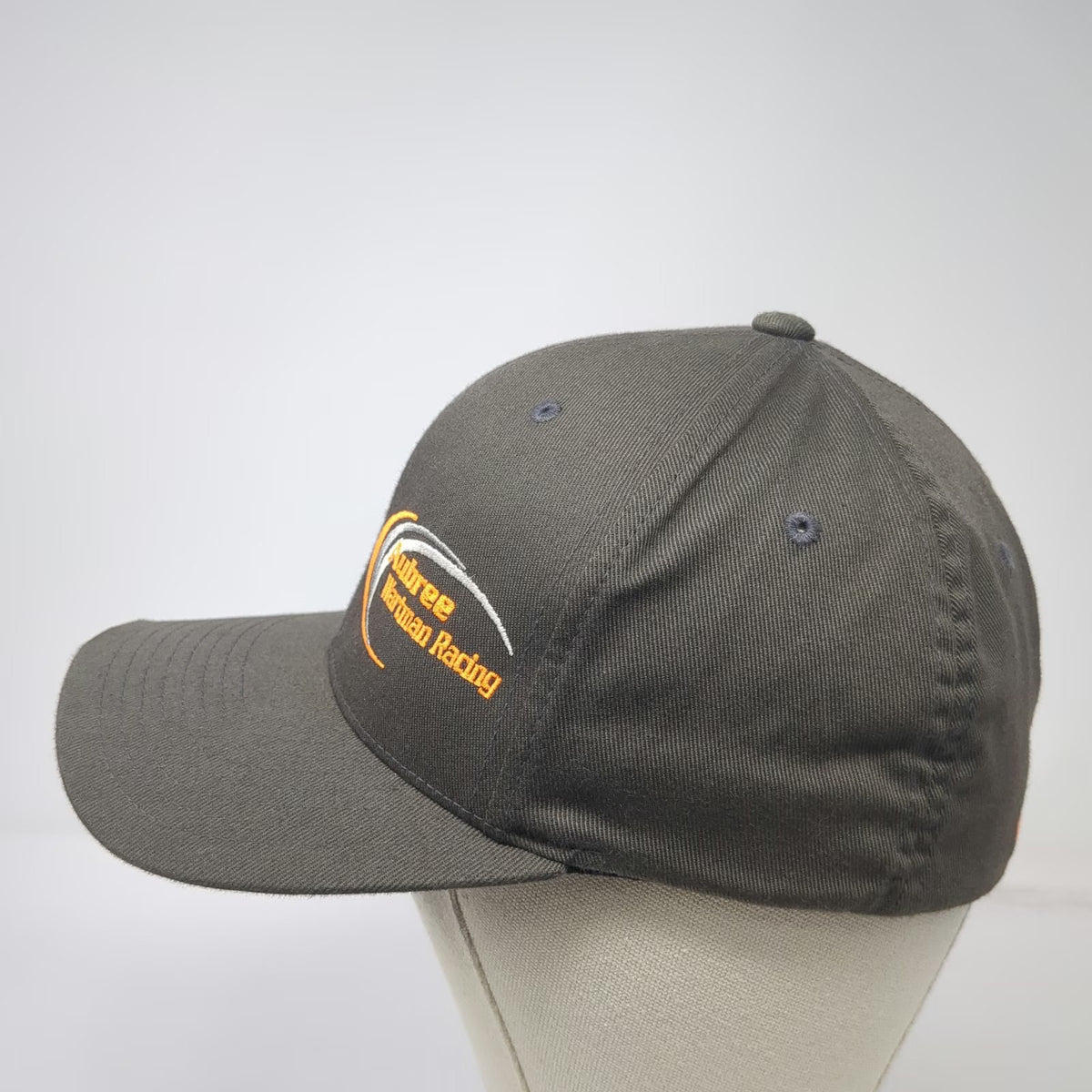 Port Authority Baseball Cap Gray M Flexfit Aubree Wartman Racing Orange Hat