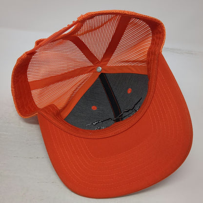 Richardson Trucker Hat Orange One Size Twin Peaks Machining Mountains Mesh 112