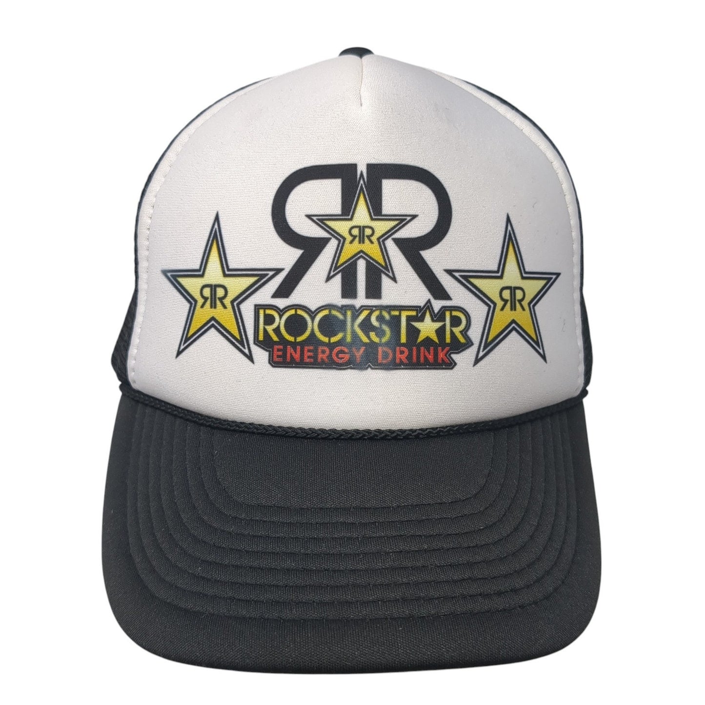 Rockstar Energy Drink Snapback Trucker Hat Black One Size Mesh Back