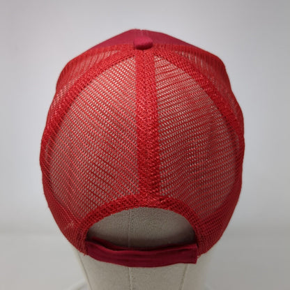 Curry Strapback Trucker Hat Red OSFA Adjustable Embroidered Mesh Back K-Products