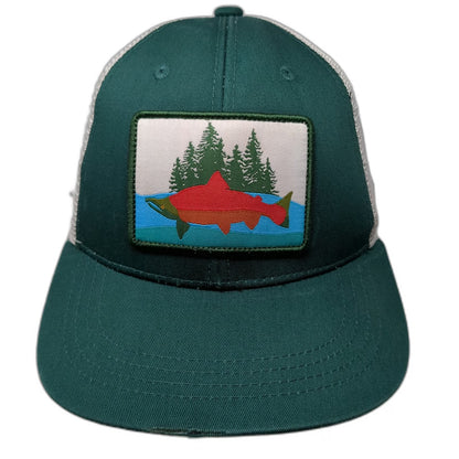 Umpqua Trucker Hat Green White One Size Salmon Patch Tongass Initiative Mesh