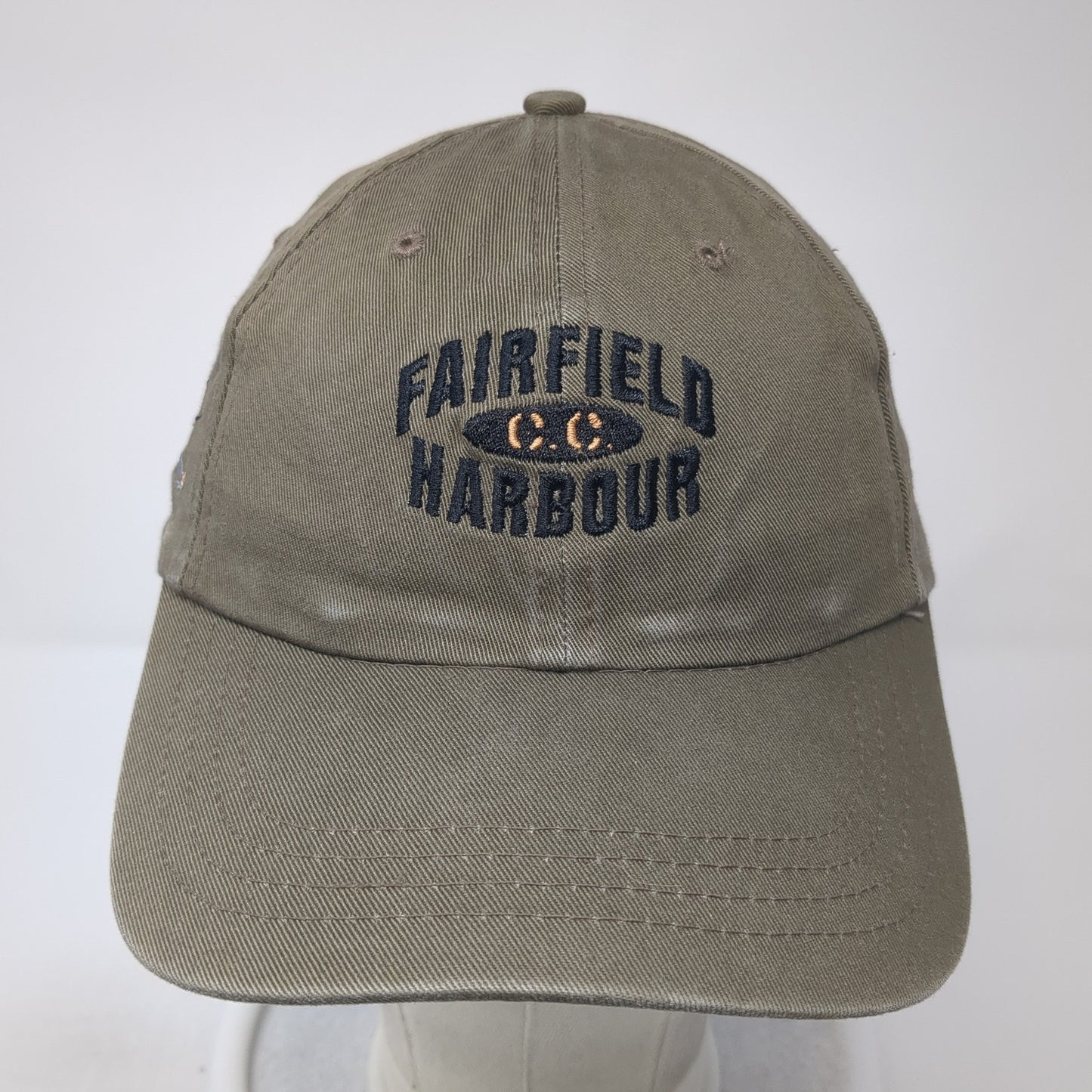 Fairfield Harbour C.C. Slideback Hat Brown One Size Embroidered Ahead