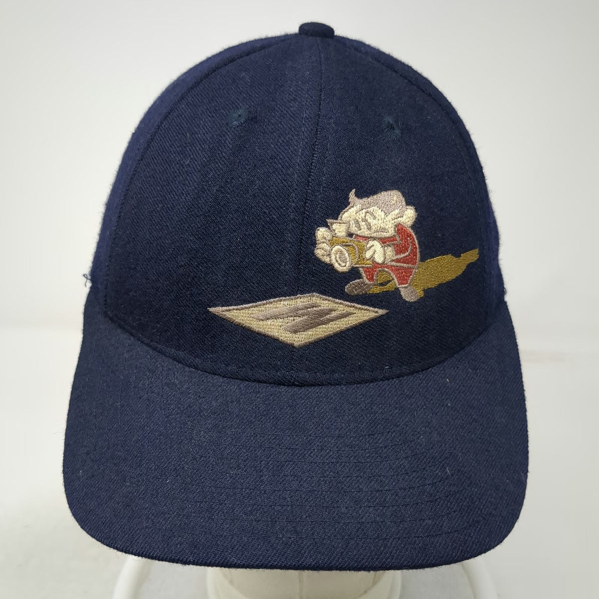 Mossimo Snapback Hat Blue OS 100% Wool Embroidered Character Baseball Vintage