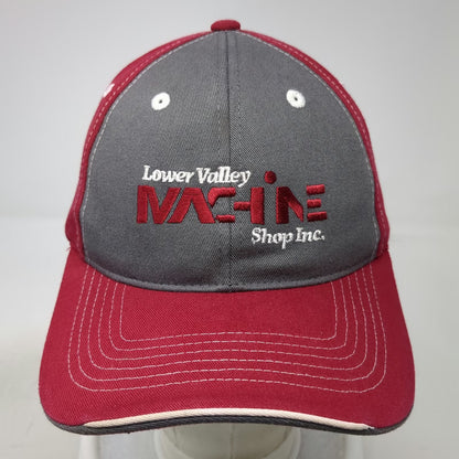 Sportsman Baseball Cap Red One Size Lower Valley Machine Shop Hat Stitching