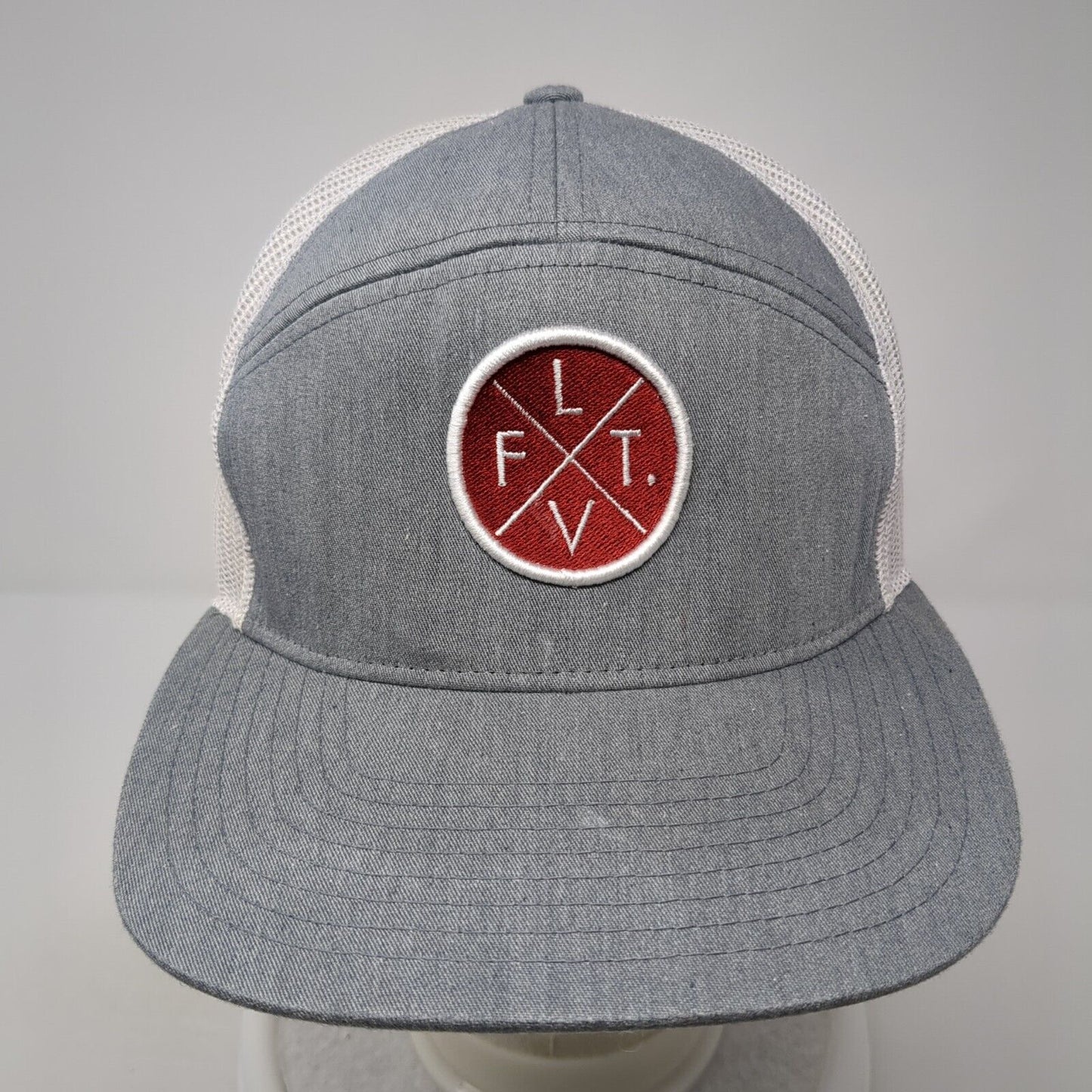FLTV Snapback 5 Panel Hat Gray One Size Mesh Back Adjustable Colorblock