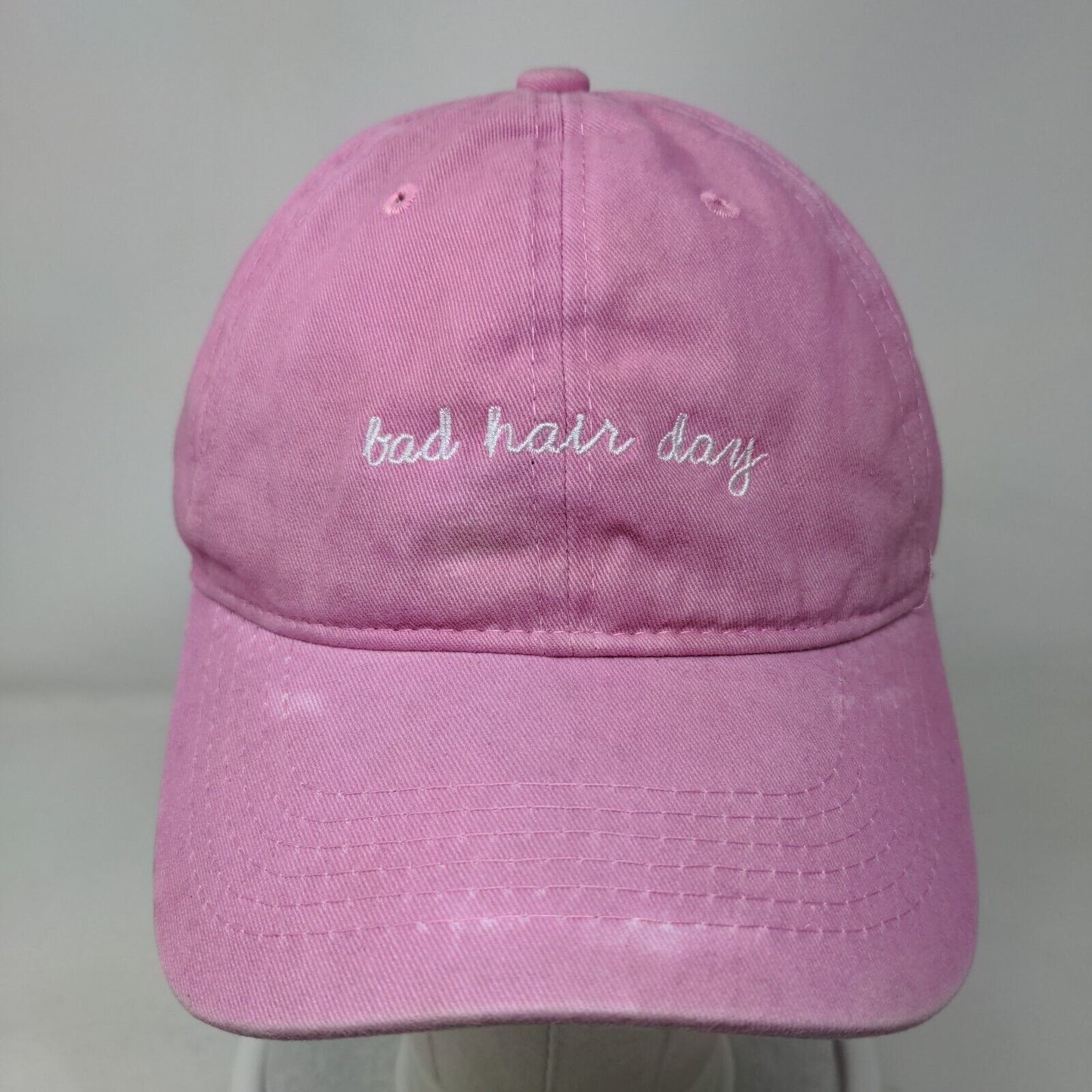 Bad Hair Day Slideback Hat Pink One Size Embroidered Adjustable 6 Panel